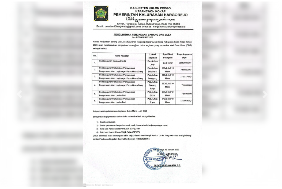 Pengumuman Perencanaan Pengadaan Barang dan Jasa Tahun 2023